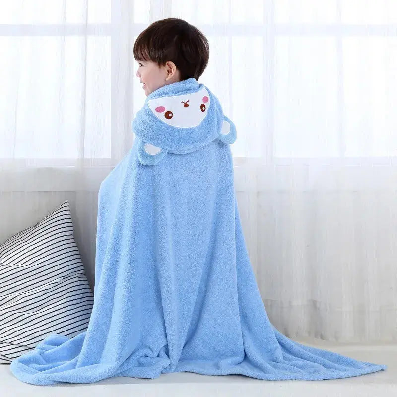 Cape de bain enfant Microfibre ours bleu