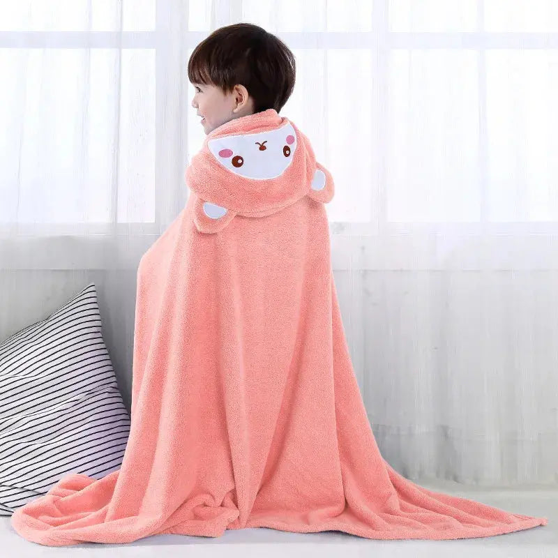 Cape de bain enfant Microfibre ours rose