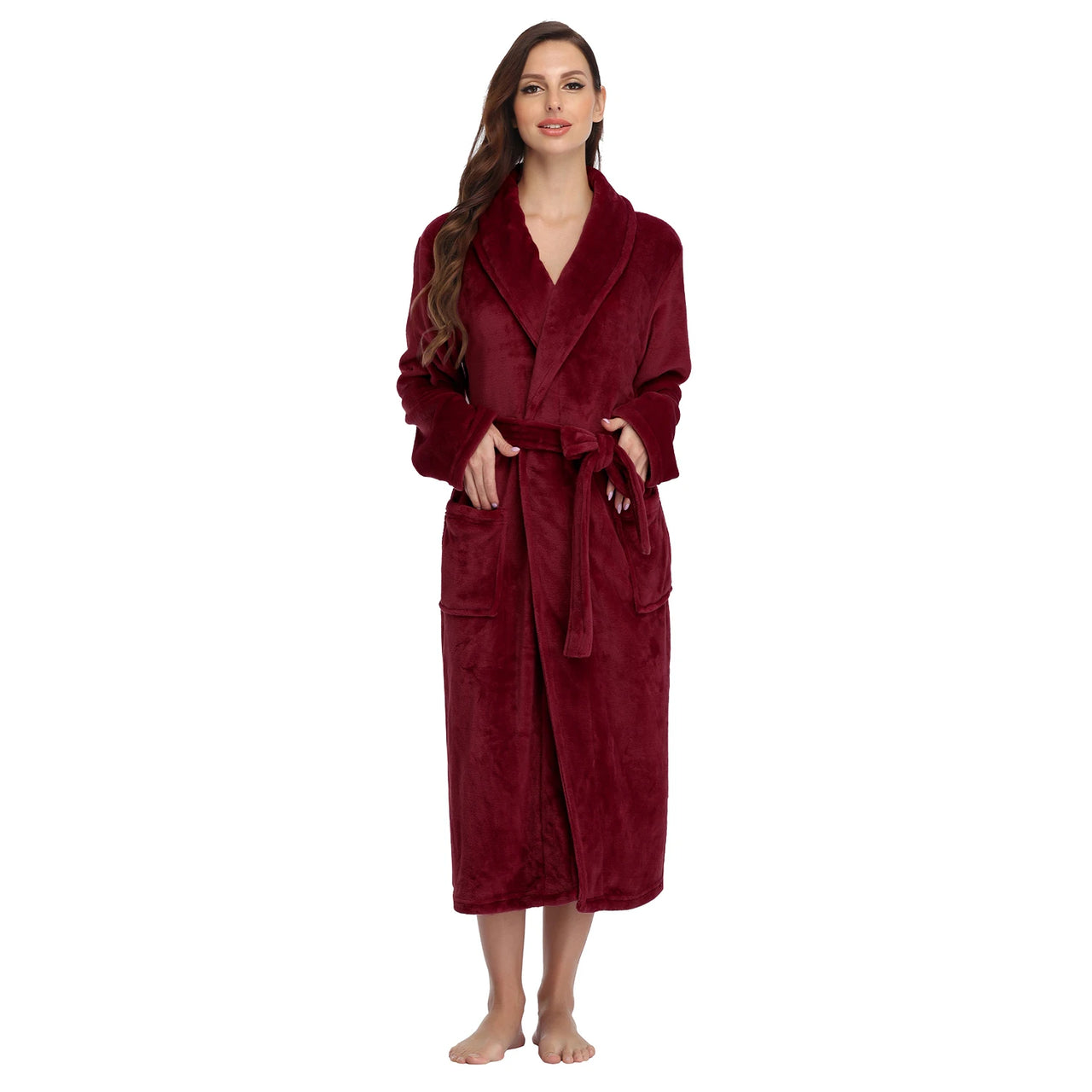 Peignoir de Bain Femme Moelleux rouge bordeaux