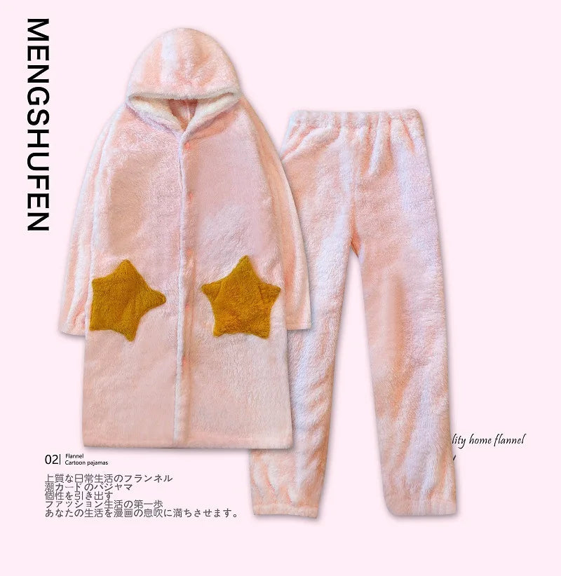 Peignoir de Bain Femme avec Capuche Moelleux ensemble rose