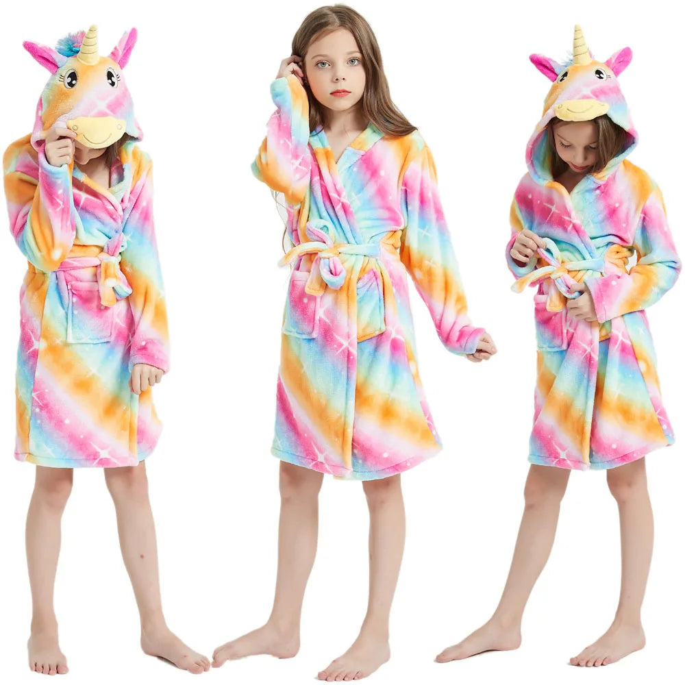Peignoir de bain Fille Licorne arc en ciel