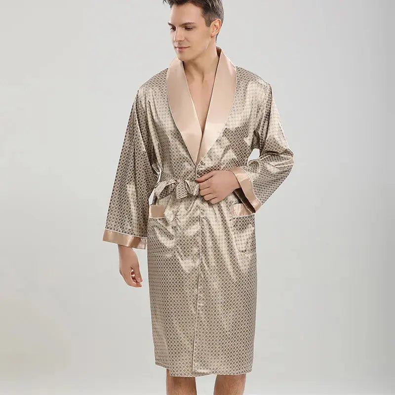 Peignoir de bain Homme Satin doré 2