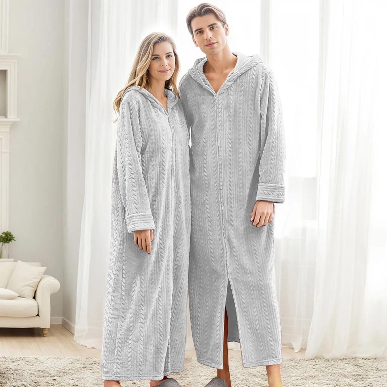 peignoir femme fermeture éclair coloris gris