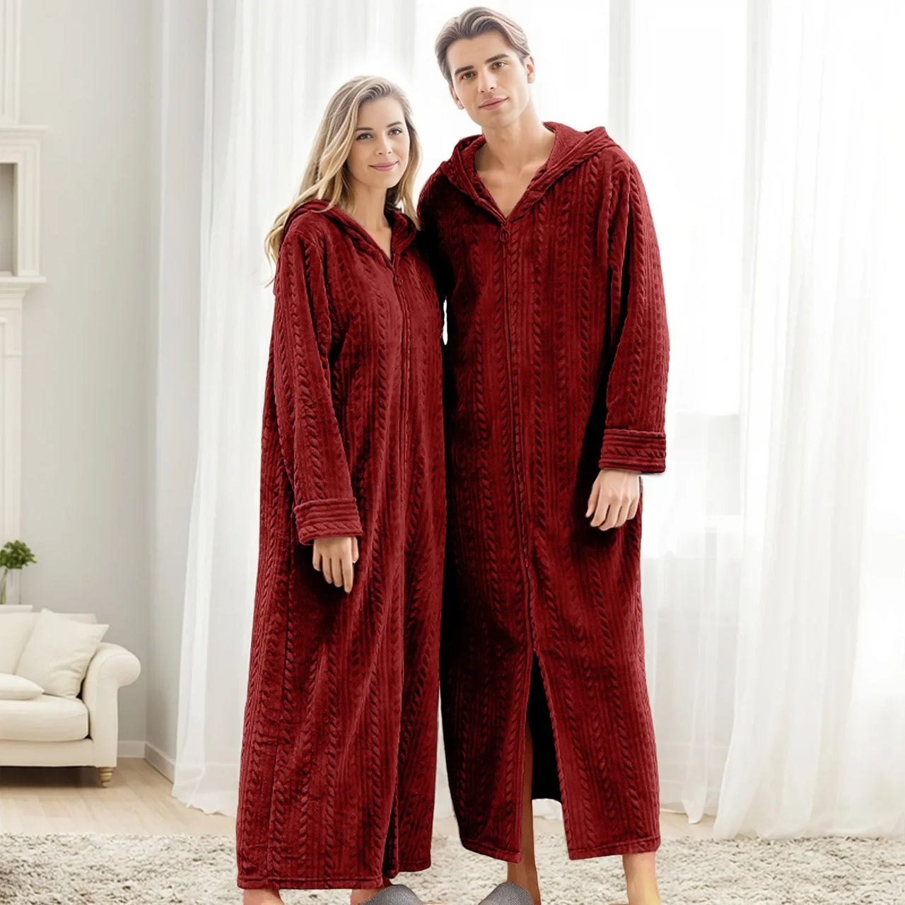 peignoir femme fermeture éclair coloris rouge
