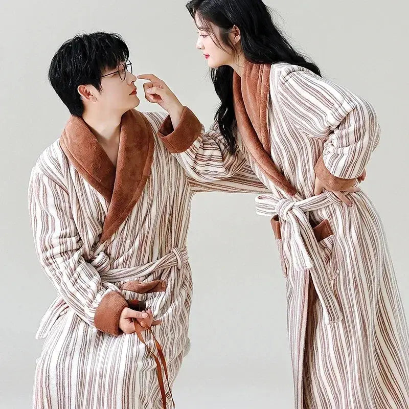 Peignoir de bain homme Polaire rayé