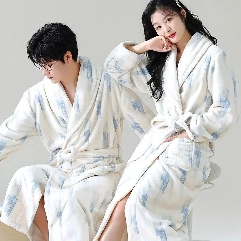 Peignoir de bain homme Polaire trait bleu