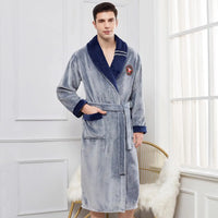 Thumbnail for Peignoir de bain homme très grandes tailles gris col bleu