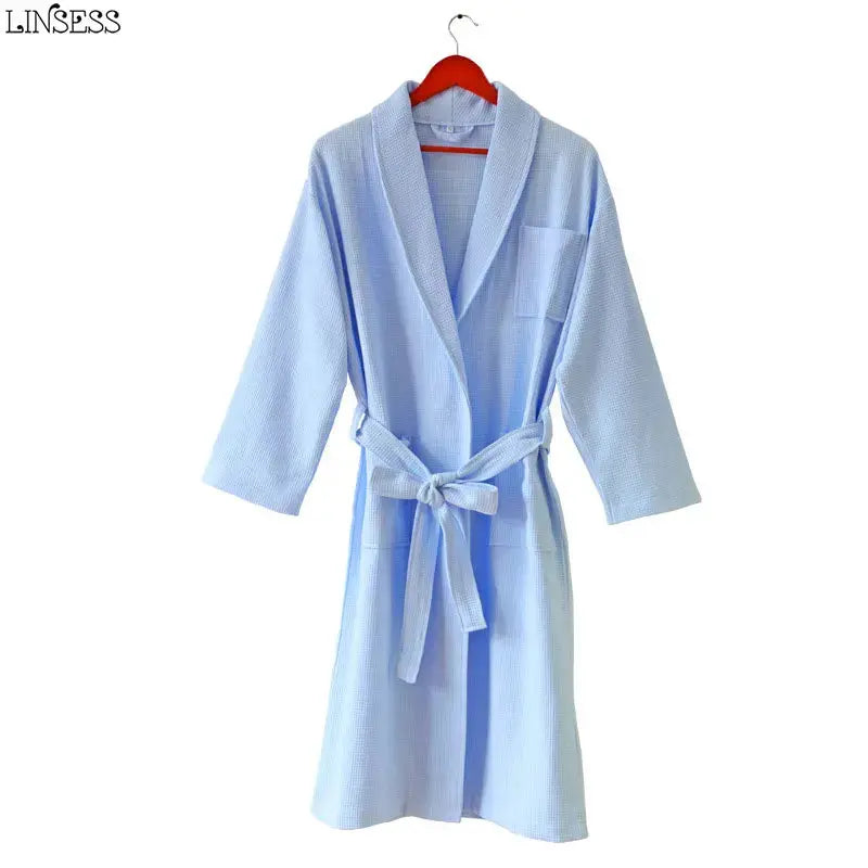 Peignoir de bain pour Homme et Femme bleu de face
