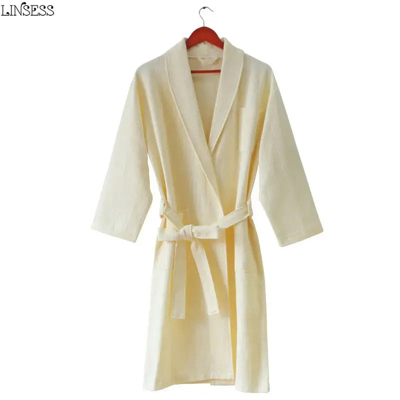 Peignoir de bain pour Homme et Femme jaune de face