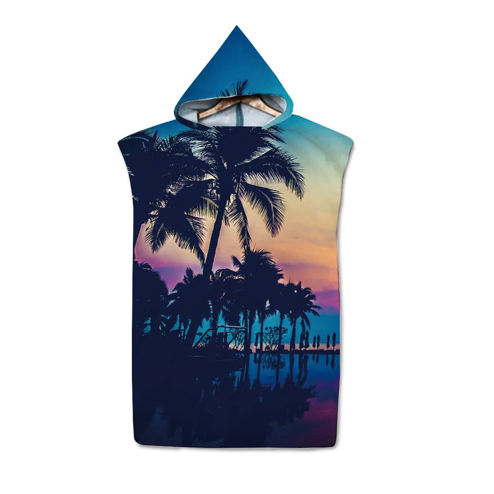 Poncho de bain Adulte Surf coucher bleu