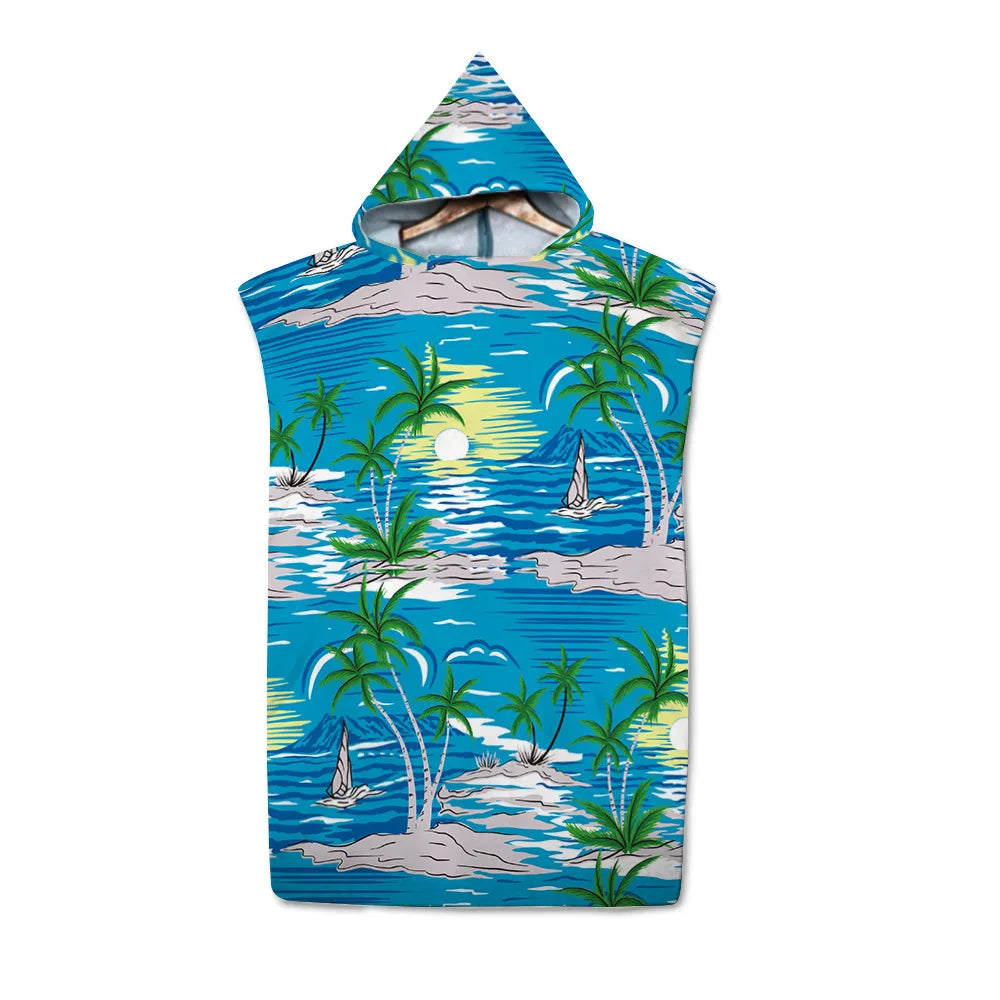 Poncho de bain Adulte Surf ile palmier