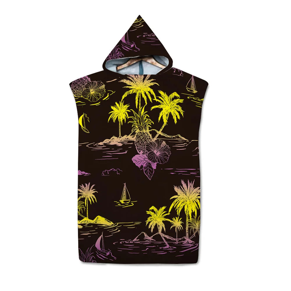 Poncho de bain Adulte Surf noir jaune