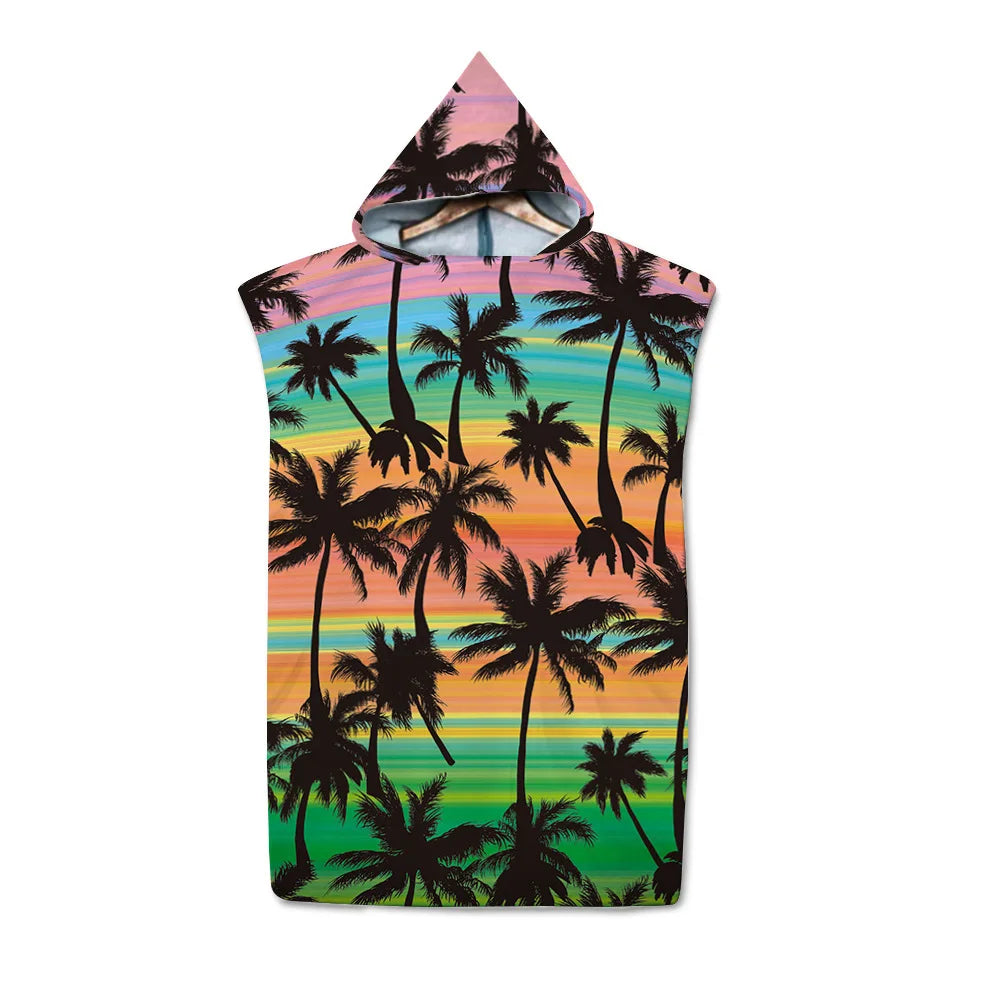 Poncho de bain Adulte Surf orange vert