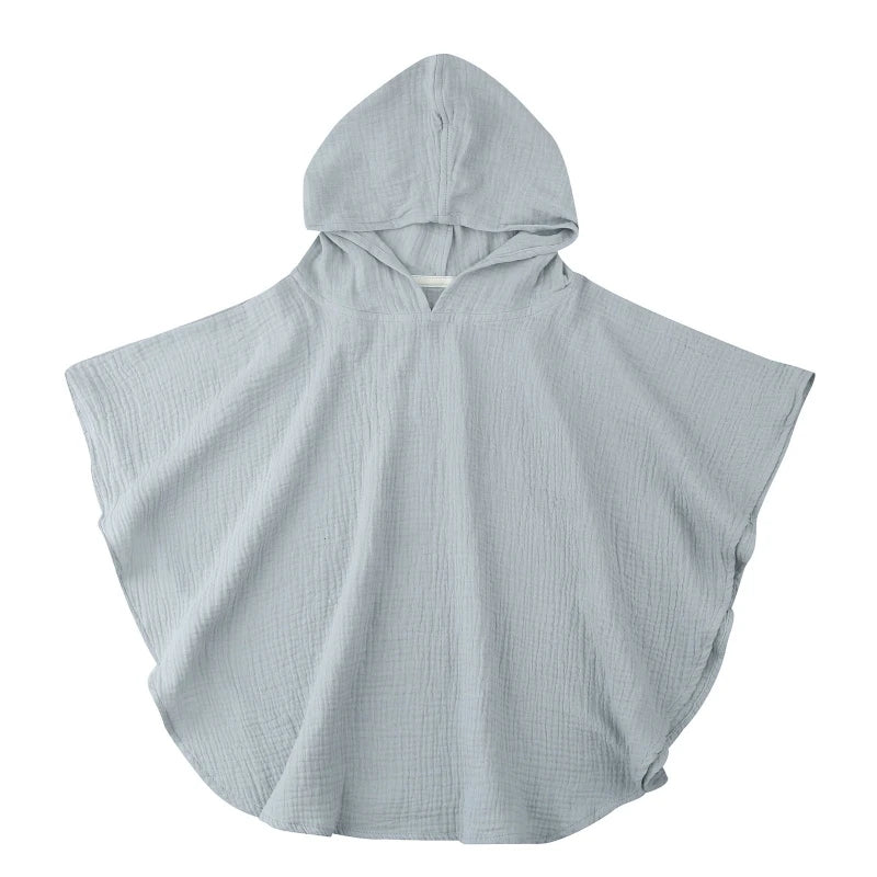 Poncho de bain Enfant Coton bleu clair uni