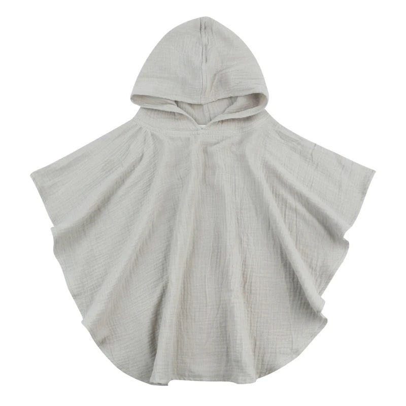 Poncho de bain Enfant Coton gris uni