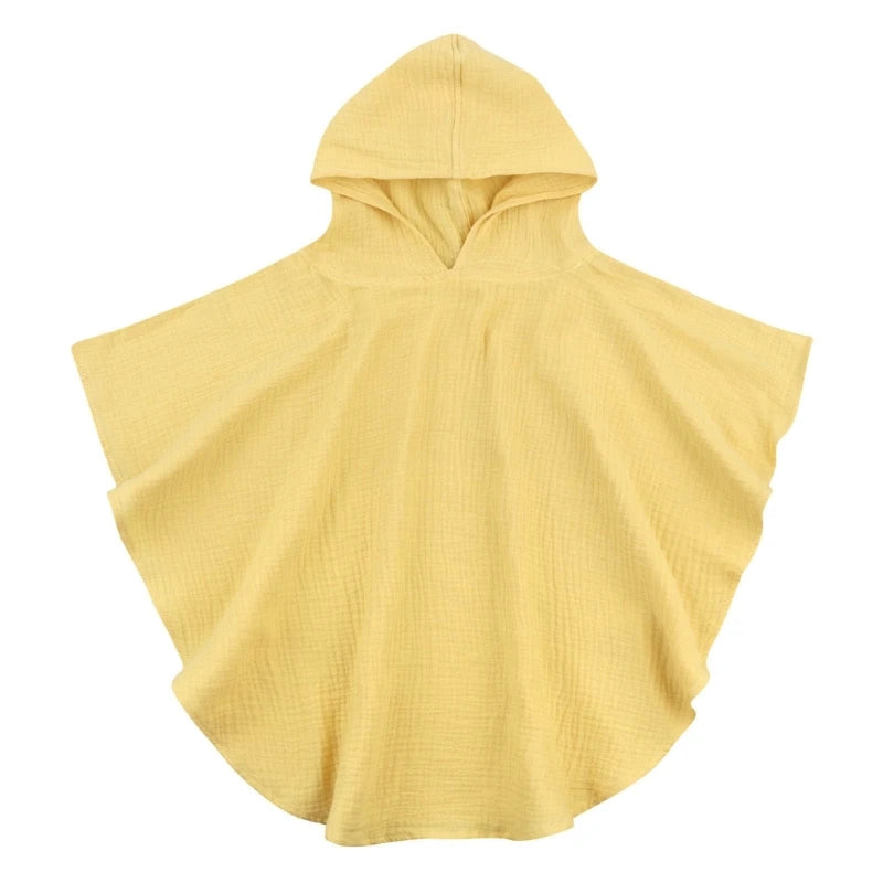 Poncho de bain Enfant Coton jaune uni