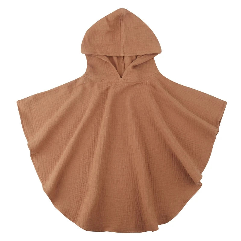 Poncho de bain Enfant Coton marron uni