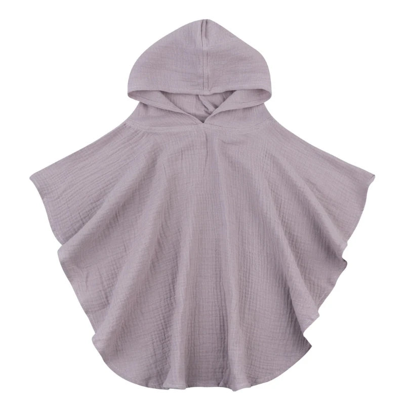 Poncho de bain Enfant Coton mauve uni