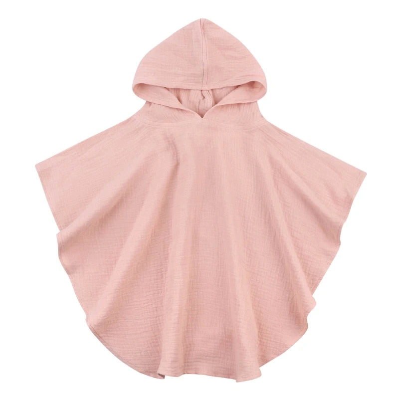 Poncho de bain Enfant Coton rose uni