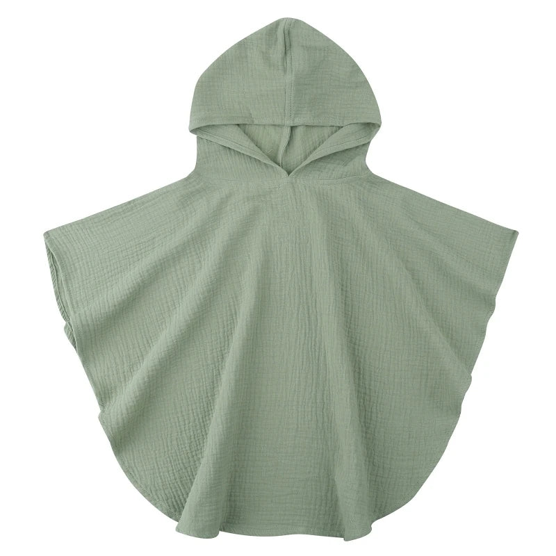Poncho de bain Enfant Coton vert uni