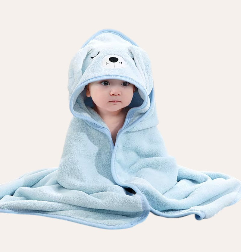 cape de bain bébé chien - détail tissu fond lin