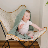 Thumbnail for cape de bain bébé coton gaze - coloris vert sauge