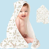 Thumbnail for cape de bain bébé coton - coloris floral fond blanc