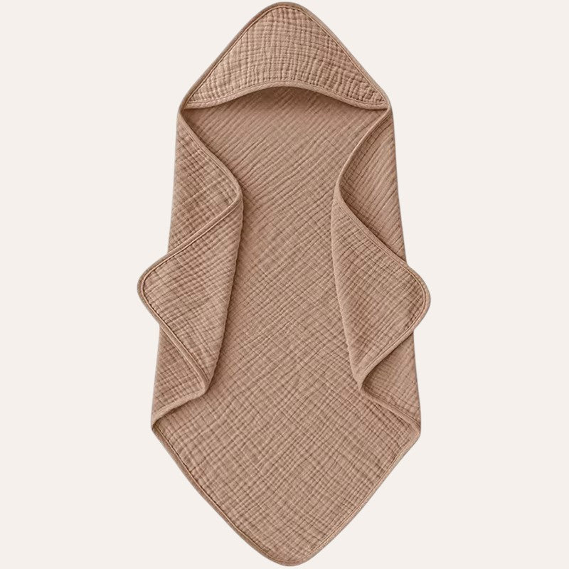 cape de bain bébé coton gaze - coloris marron