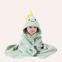 Thumbnail for cape de bain bébé dinosaure - détail tissu fond lin