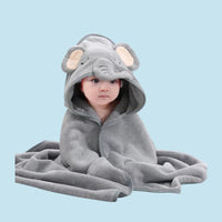 Thumbnail for cape de bain bébé éléphant - vue face fond bleu