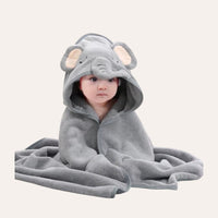 Thumbnail for cape de bain bébé éléphant - détail tissu fond lin
