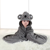 Thumbnail for cape de bain bébé ourson gris - vue ensemble capuche