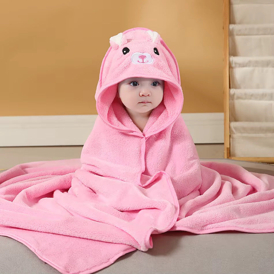 cape de bain bébé rose - vue ensemble