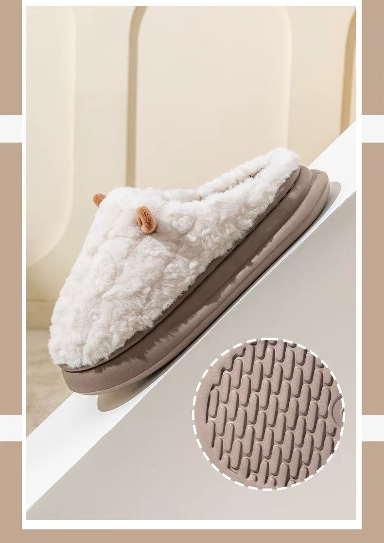 chausson femme peluche blanc semelle