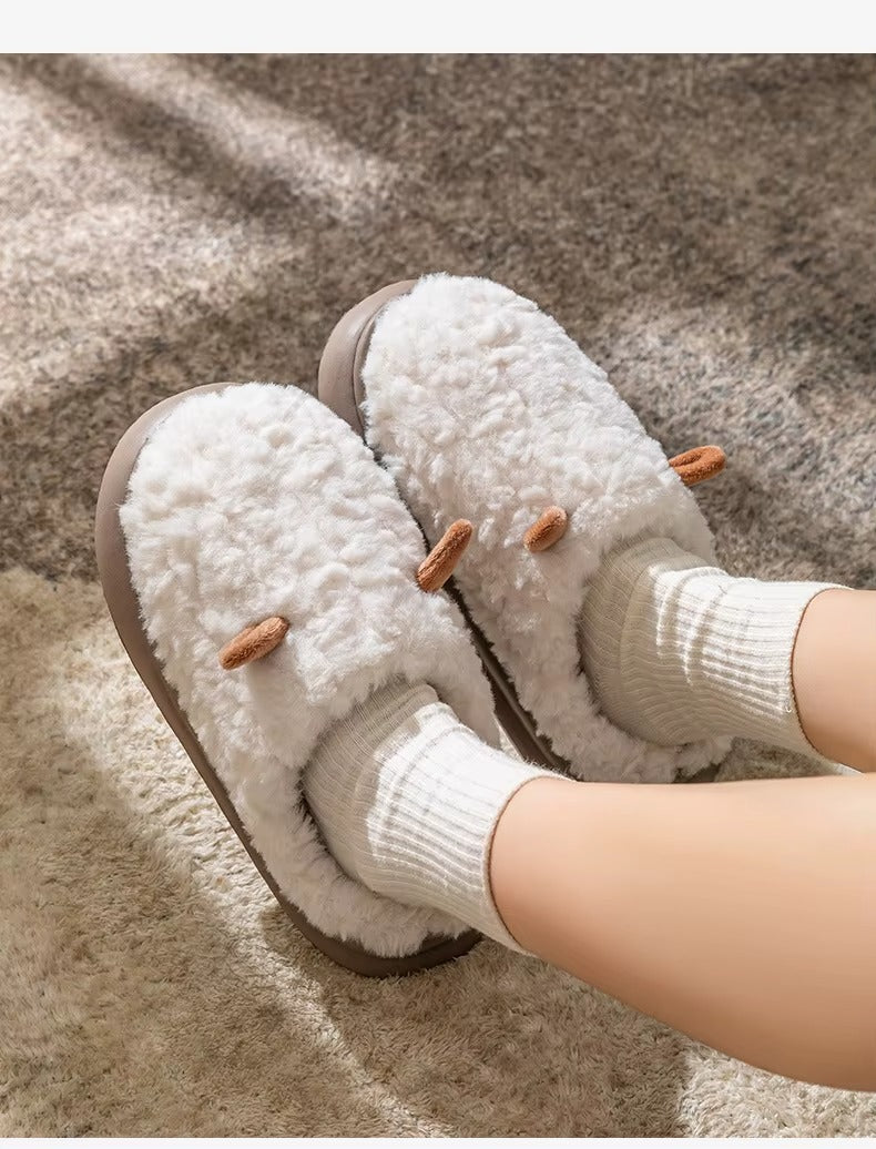 chausson femme peluche blanc