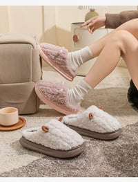 Thumbnail for chausson femme peluche rose et blanc