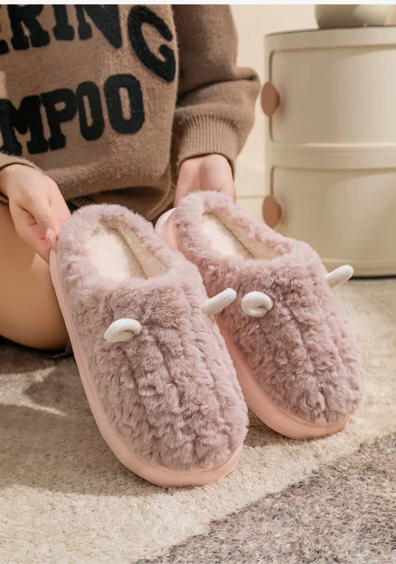 chausson femme peluche rose