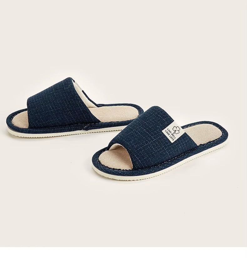 chausson homme lin bleu