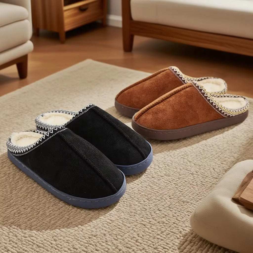 chausson mixte polaire marron et noir