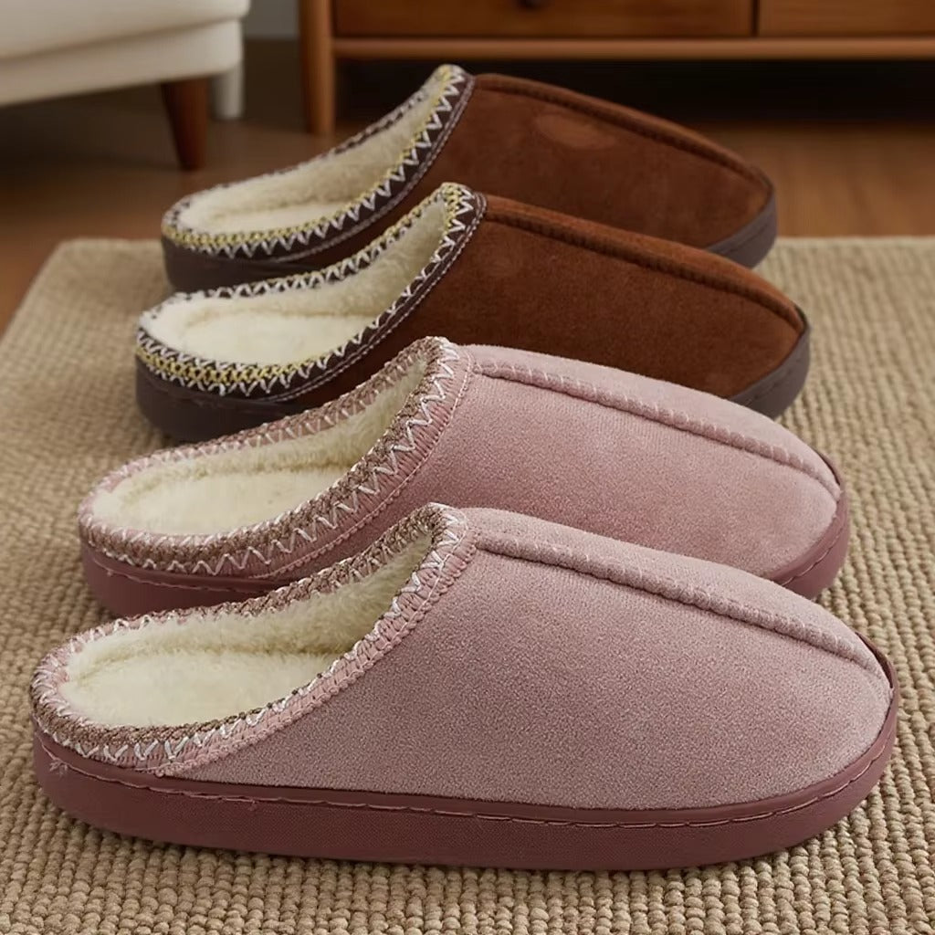 chausson mixte polaire rose et marron