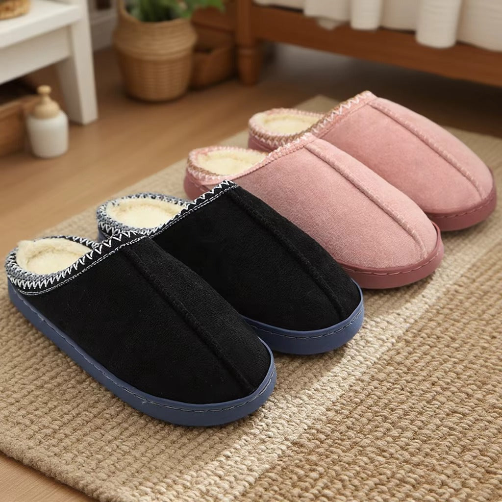chausson mixte polaire rose et noir