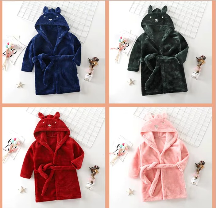 peignoir enfant capuche 4 couleurs
