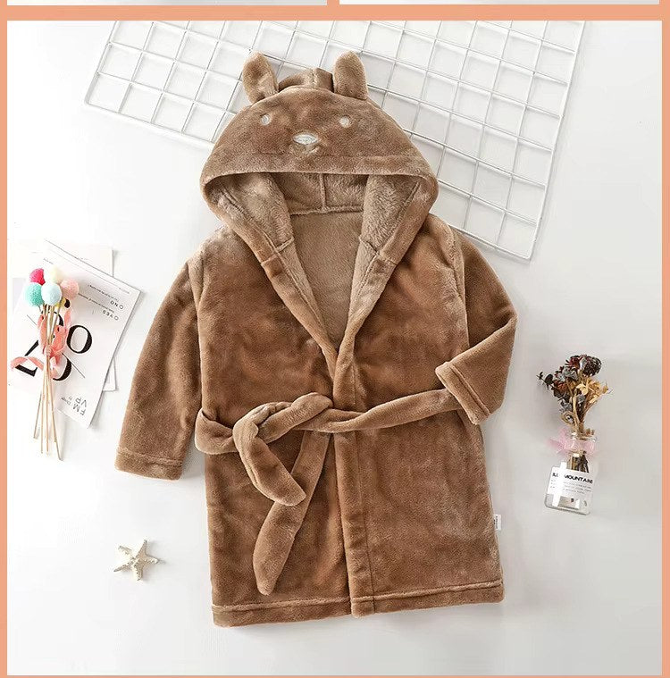 peignoir enfant capuche marron