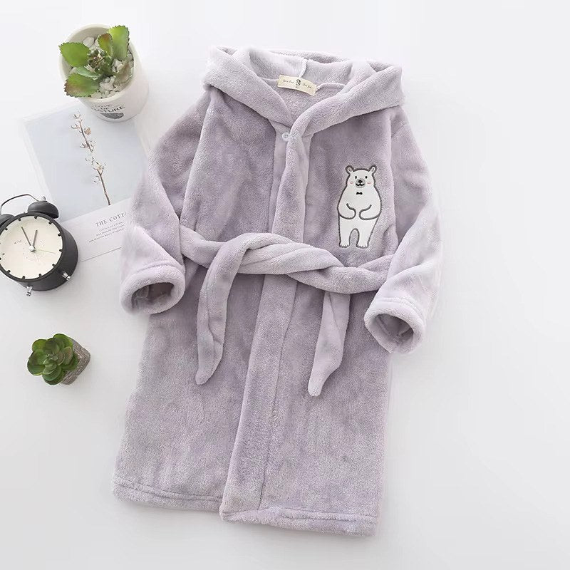 peignoir enfant doux gris