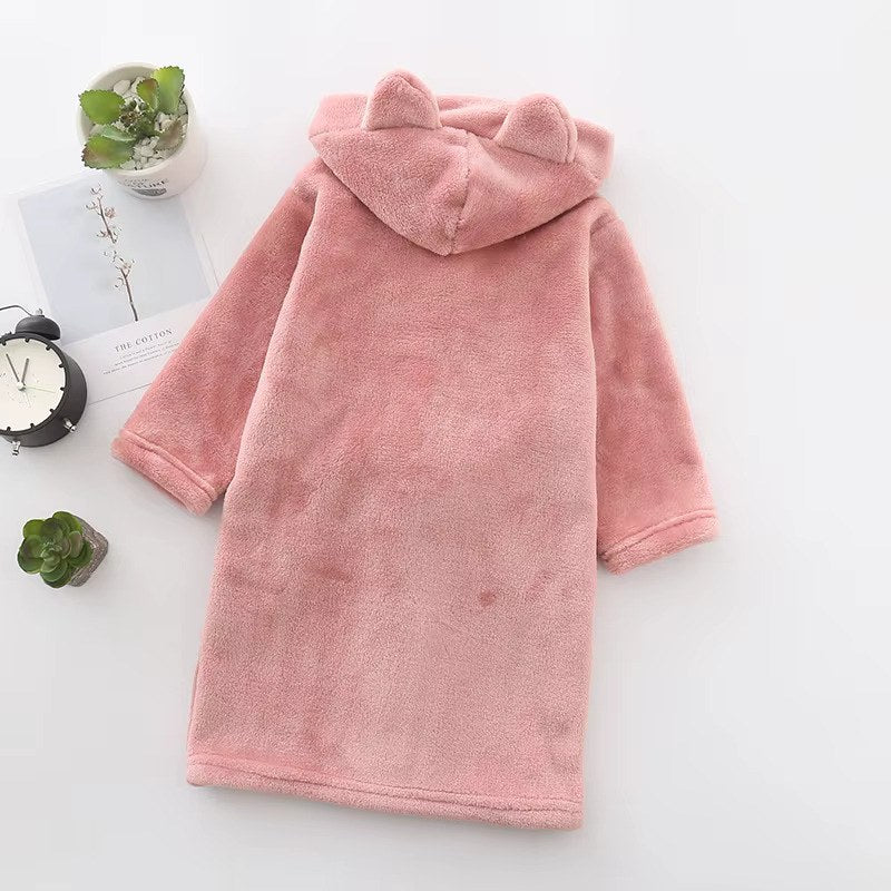 peignoir enfant doux rose dos