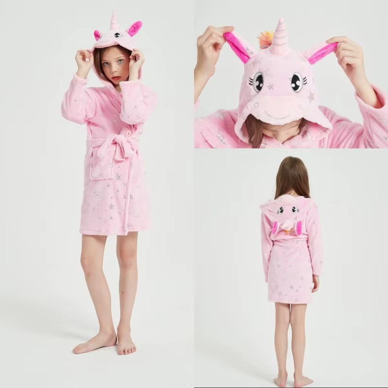 peignoir enfant licorne rose etoile