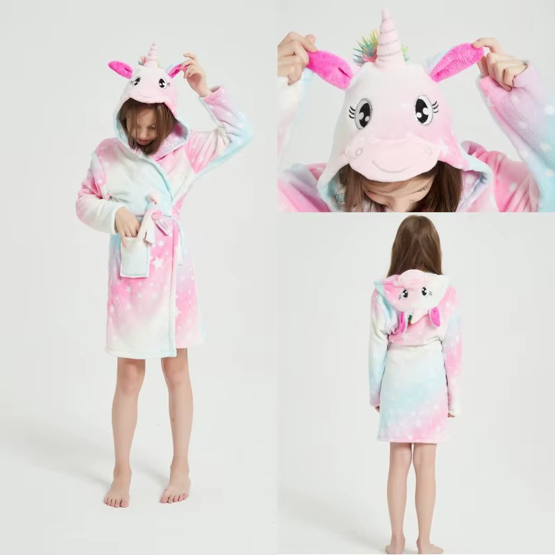 peignoir enfant licorne rose