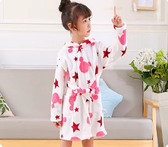 peignoir enfant rose etoiles