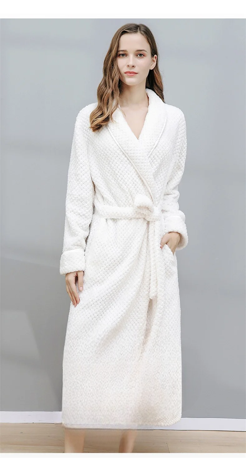 peignoir femme chaud flanelle - coloris blanc vue face