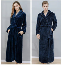 Thumbnail for peignoir femme chaud flanelle - coloris bleu fonce